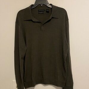Cashmere Olive Green Long Sleeve Polo Sweater, soft and lightweight